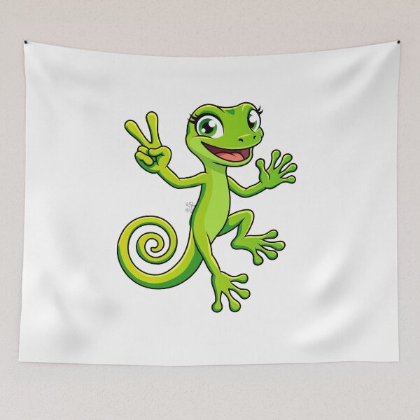 Item preview, Cute Green Gecko Peace Sign Lizard Cartoon Art designed and sold by Rupesh-Art26.