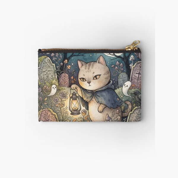 Item preview, Cute Wizard Cat in Spooky Halloween Graveyard designed and sold by Iampoji.