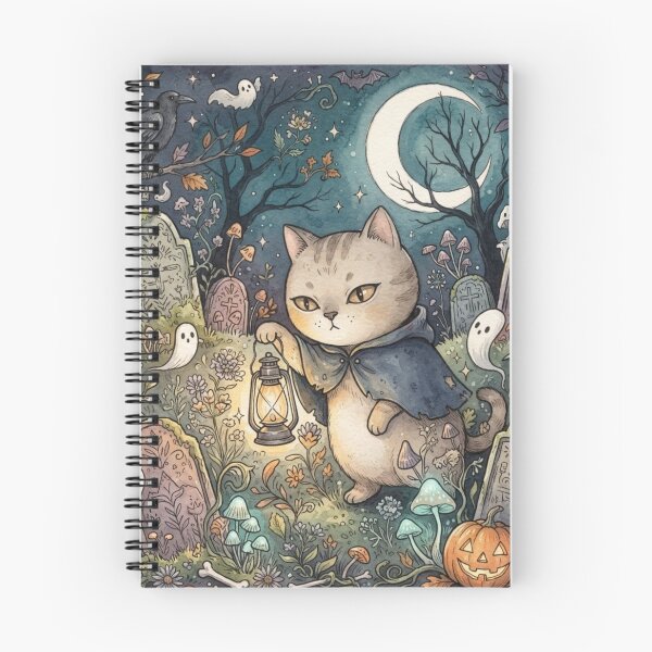Item preview, Cute Wizard Cat in Spooky Halloween Graveyard designed and sold by Iampoji.