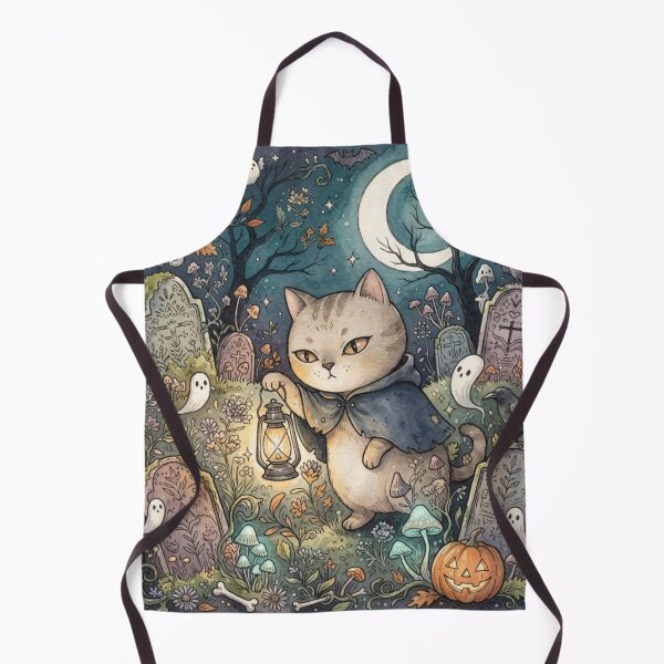Item preview, Cute Wizard Cat in Spooky Halloween Graveyard designed and sold by Iampoji.