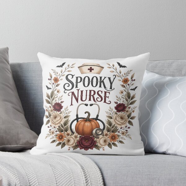Item preview, Spooky Nurse Floral Wreath Autumn Healthcare designed and sold by RoyesButler.