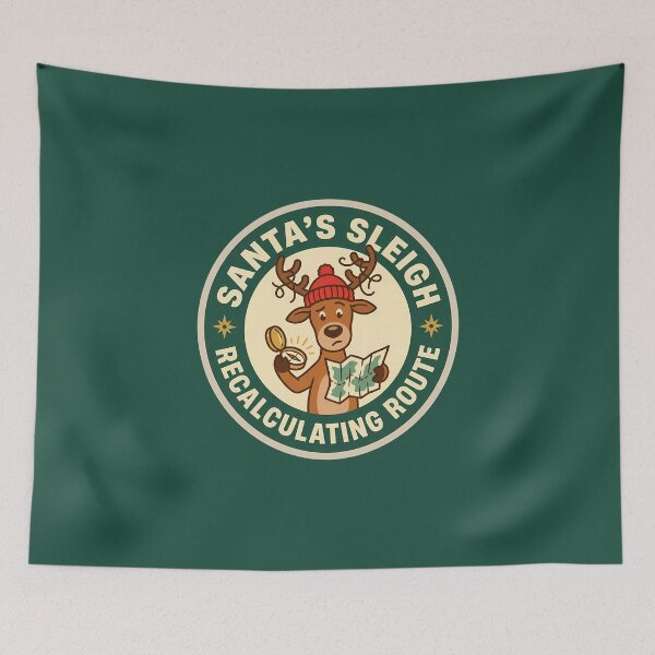 Item preview, Santa's Sleigh Recalculating Route Reindeer Badge designed and sold by DripCultureLab.