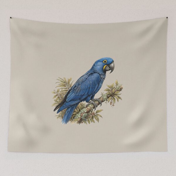 Item preview, Royal Blue Hyacinth Macaw Vintage Botanical Foliage Art designed and sold by VibeShift Studio.