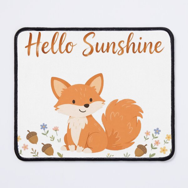 Item preview, Hello Sunshine Cute Fox with Acorns and Flowers Hand Lettered Sticker designed and sold by FreshmanJ.