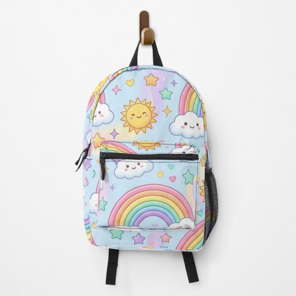 Item preview, Pastel Rainbow Clouds Smiling Sun Stars Seamless Pattern designed and sold by ShivCraftStudio.
