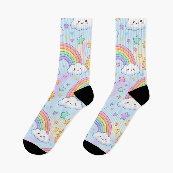 Item preview, Pastel Rainbow Clouds Smiling Sun Stars Seamless Pattern designed and sold by ShivCraftStudio.