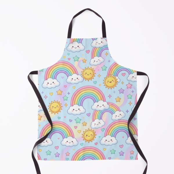 Item preview, Pastel Rainbow Clouds Smiling Sun Stars Seamless Pattern designed and sold by ShivCraft Studio.