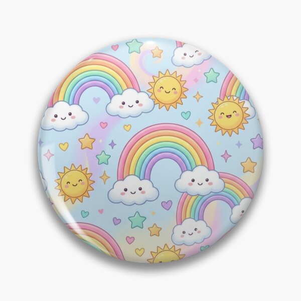 Item preview, Pastel Rainbow Clouds Smiling Sun Stars Seamless Pattern designed and sold by ShivCraftStudio.