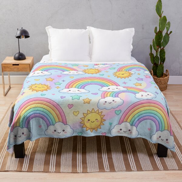 Item preview, Pastel Rainbow Clouds Smiling Sun Stars Seamless Pattern designed and sold by ShivCraft Studio.