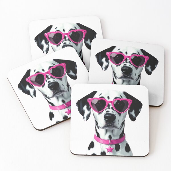 Item preview, Cute Dalmatian Dog with Pink Heart Sunglasses – Spotted Dog designed and sold by anemiche.