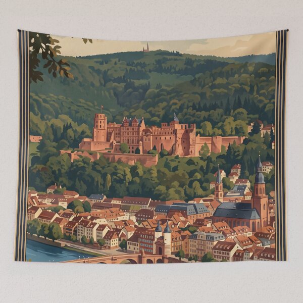 Item preview, Heidelberg Castle Germany Vintage Travel – Old Bridge Neckar River Romantic Ruins designed and sold by Bomax121.