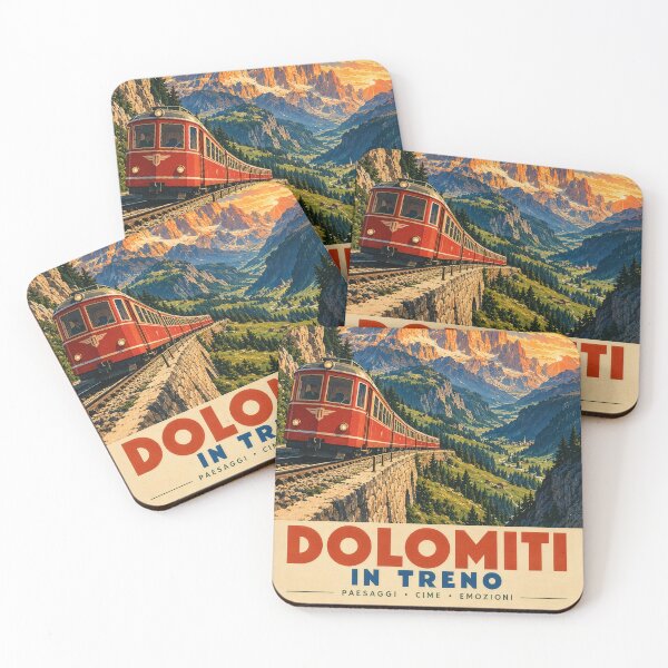Item preview, Dolomites Italy Railway Travel Poster | Vintage Alpine Train Landscape Art designed and sold by dj-illustration.
