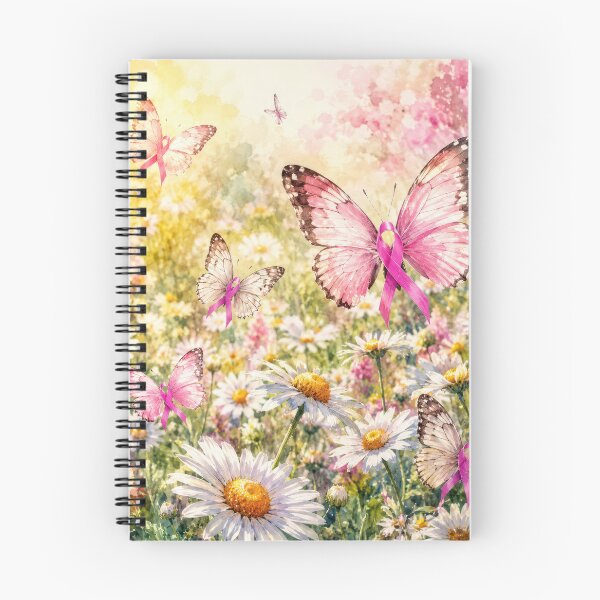 Item preview, Pink Ribbon Butterflies in a Daisy Field designed and sold by Maria Dryfhout.