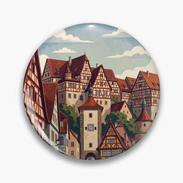 Item preview, Rothenburg ob der Tauber Germany Vintage Travel – Plonlein Medieval Walled Town Romantic Road designed and sold by Bomax121.