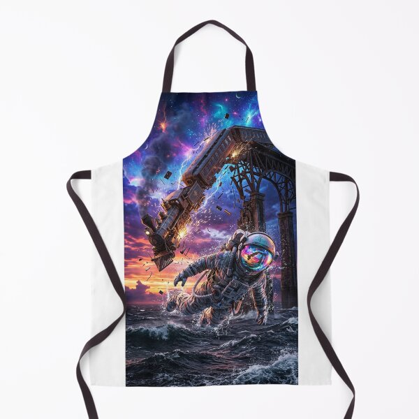 Item preview, Cosmic Ocean Junction: Astronaut & Falling Train Pop Surrealism Art designed and sold by Rain-Road.
