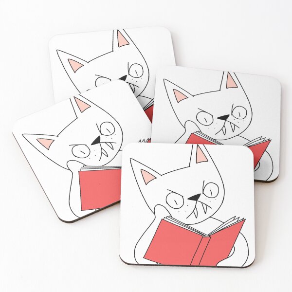 Item preview, Mean Cat Reading - white designed and sold by motherbrainart.