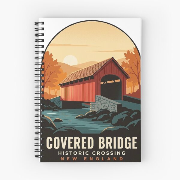 Item preview, Covered Bridge Autumn Vintage Travel Badge - New England Fall Foliage Sticker designed and sold by DetourDgn.