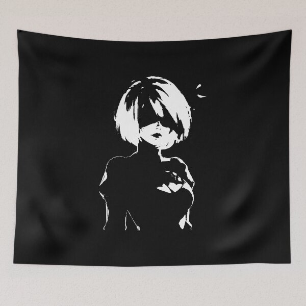 Item preview, NieR Automata 2B High Contrast Monochrome Silhouette Art designed and sold by Pepeud.