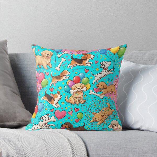 Item preview, Cute Playful Puppies Birthday Party Balloons Seamless Pattern designed and sold by ShivCraftStudio.