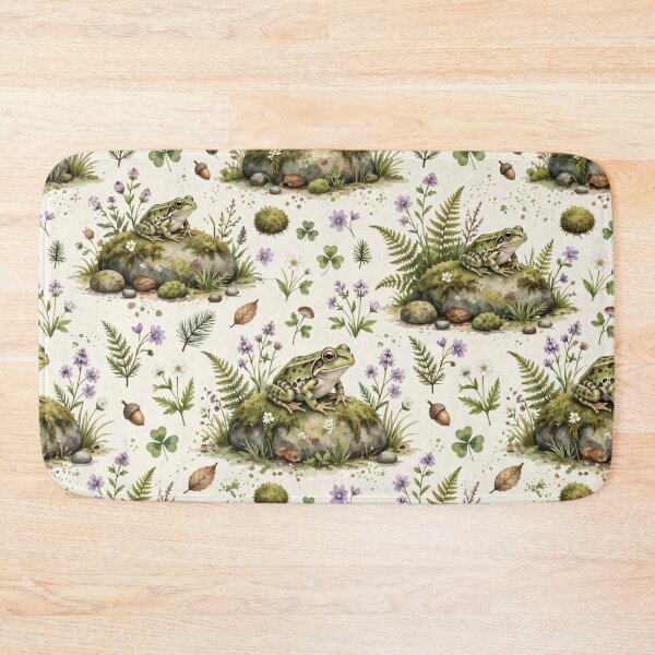 Item preview, Woodland Frog Fern Cottagecore Pattern designed and sold by PunchDrop.