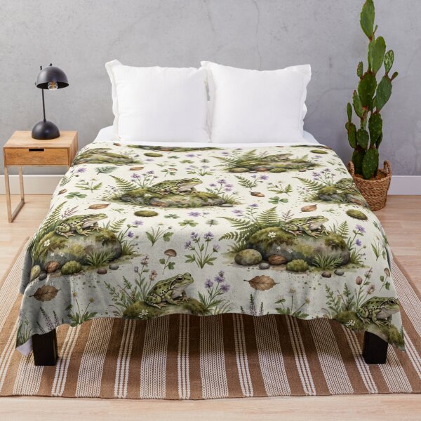 Item preview, Woodland Frog Fern Cottagecore Pattern designed and sold by PunchDrop.