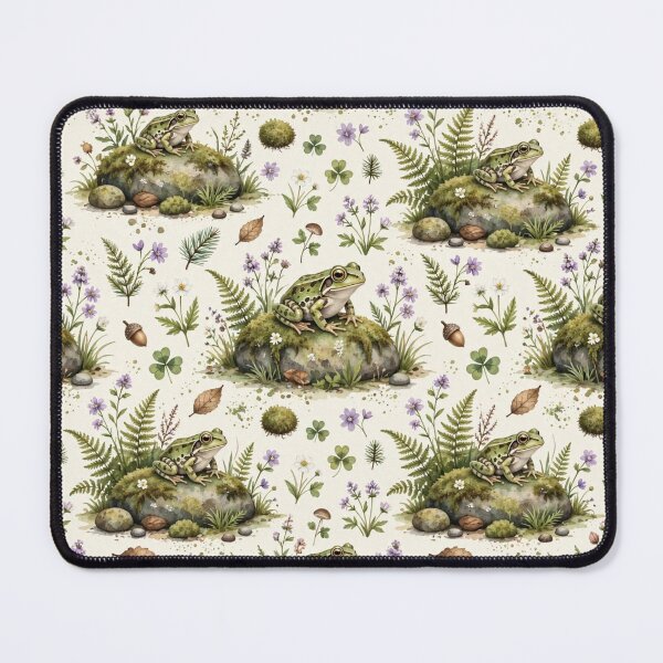 Item preview, Woodland Frog Fern Cottagecore Pattern designed and sold by PunchDrop.