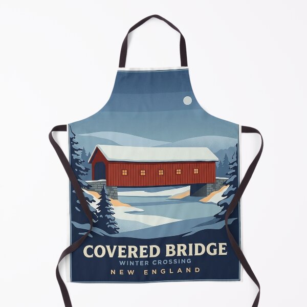 Item preview, Covered Bridge Winter Snow Vintage Poster Sticker - New England Christmas designed and sold by DetourDgn.