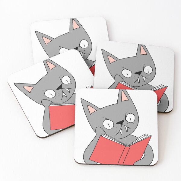 Item preview, Mean Cat Reading - gray designed and sold by motherbrainart.