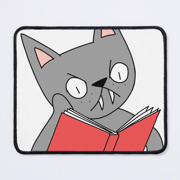 Item preview, Mean Cat Reading - gray designed and sold by motherbrainart.