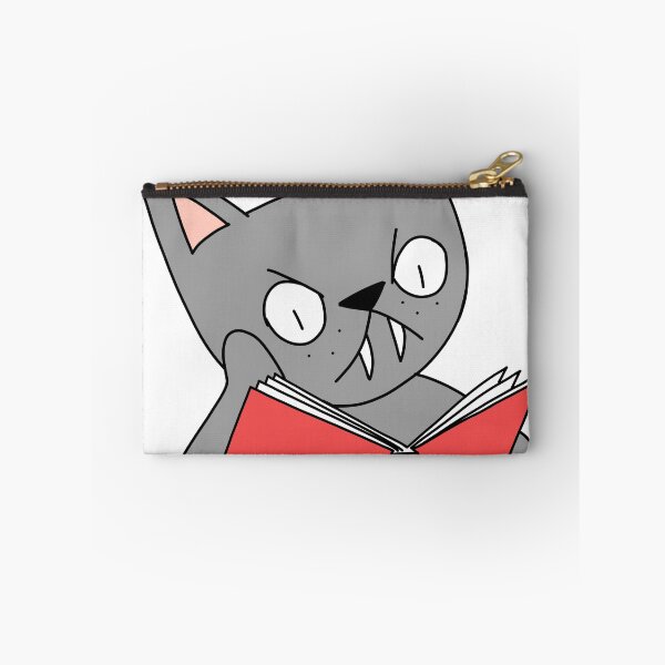 Item preview, Mean Cat Reading - gray designed and sold by motherbrainart.