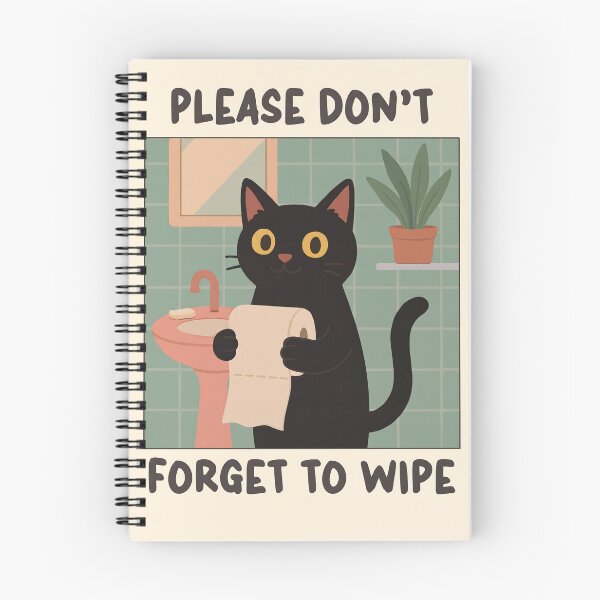 Item preview, Funny Black Cat Bathroom Humorous - Please Dont Forget To Wipe Retro Poster designed and sold by FaizArtShop.