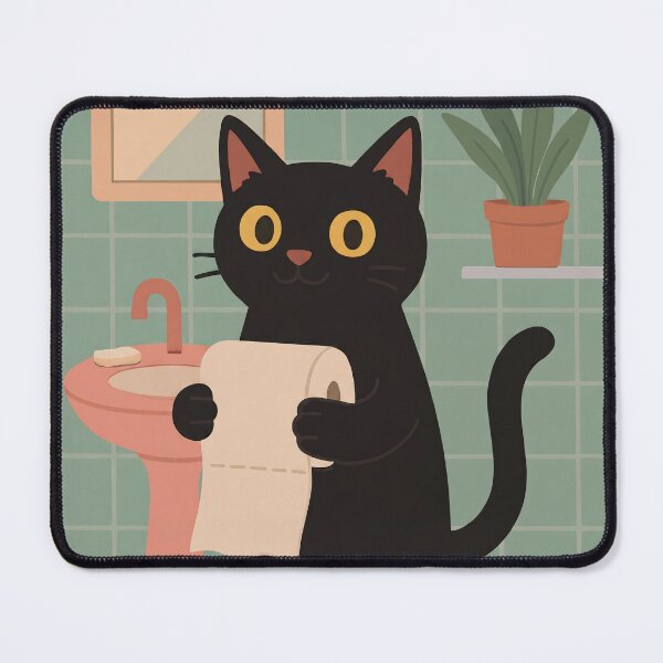 Item preview, Funny Black Cat Bathroom Humorous - Please Dont Forget To Wipe Retro Poster designed and sold by FaizArtShop.