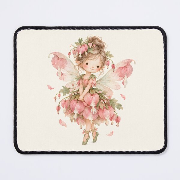 Item preview, Pink Bleeding Heart Flower Fairy – Whimsical Cottagecore Fairy Art designed and sold by looplandger.