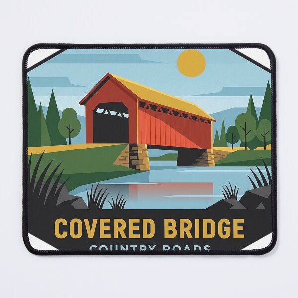 Item preview, Covered Bridge Modern Retro Geometric Badge Sticker - Country Roads Americana designed and sold by DetourDgn.