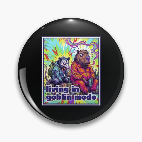 Item preview, Living in Goblin Mode – Quirky Capybara & Possum Snack Adventure designed and sold by LOVEARTDESIGN.