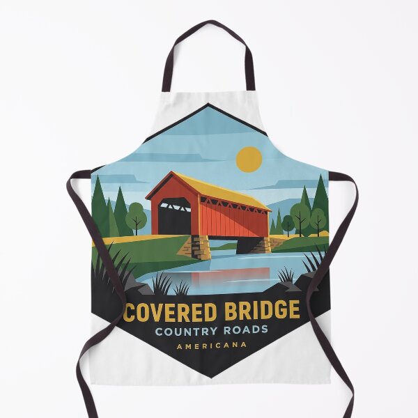Item preview, Covered Bridge Modern Retro Geometric Badge Sticker - Country Roads Americana designed and sold by DetourDgn.