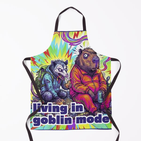 Item preview, Living in Goblin Mode – Quirky Capybara & Possum Snack Adventure designed and sold by LOVEARTDESIGN.