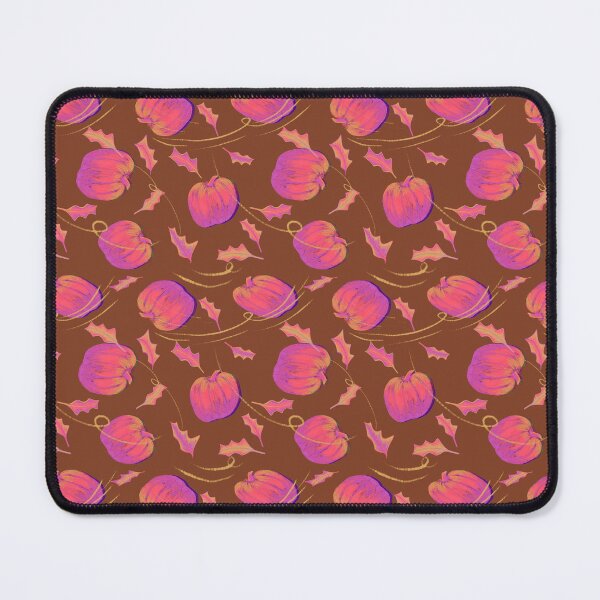 Item preview, Pink Pumpkins and Fall Leaves on Brown designed and sold by MayCartPrintArt.
