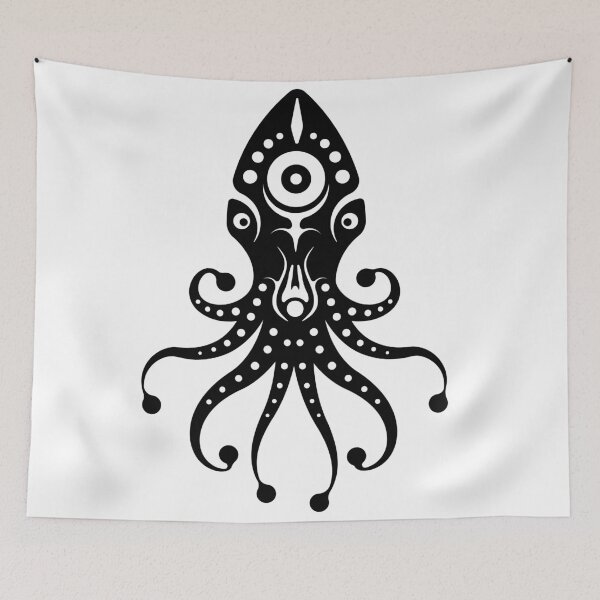 Aperçu de l'œuvre Poulpe Tribal Noir Symbole Ocean Mystique Geometrique créée et vendue par Keltoi-art.