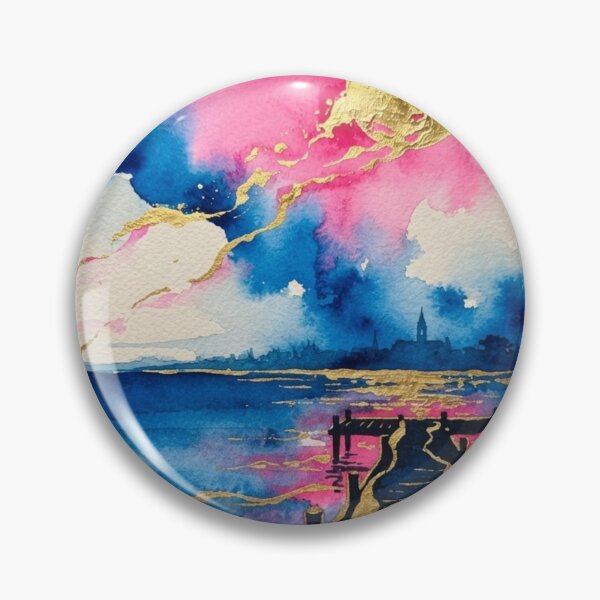 Item preview, Sunset at Chascomús Lagoon in Watercolor - Argentine Landscapes designed and sold by Esencia Argentina.