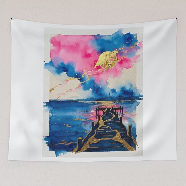 Item preview, Sunset at Chascomús Lagoon in Watercolor - Argentine Landscapes designed and sold by Esencia Argentina.