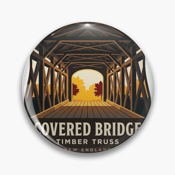 Item preview, Inside the Covered Bridge Heraldic Crest Sticker - Autumn Timber Truss designed and sold by DetourDgn.