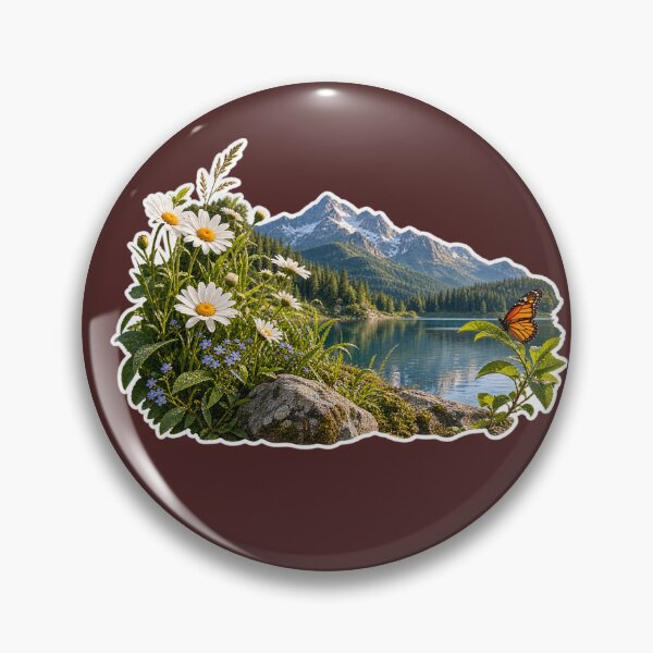 Item preview, Realistic Mountain Lake Wildflower Butterfly Sticker designed and sold by Ishratparween11.