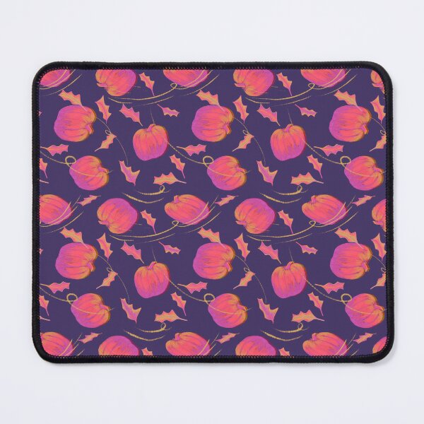 Item preview, Pink Pumpkins and Fall Leaves on Cobalt Violet designed and sold by MayCartPrintArt.
