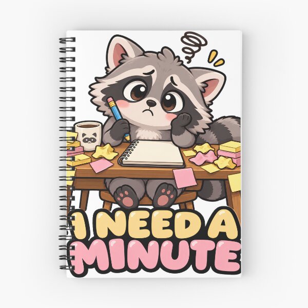 Item preview, I Need a Minute – Funny Overwhelmed Raccoon Office Worker designed and sold by LABUTI-SHOP.