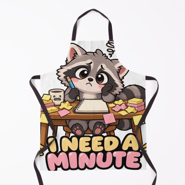 Item preview, I Need a Minute – Funny Overwhelmed Raccoon Office Worker designed and sold by LABUTI-SHOP.