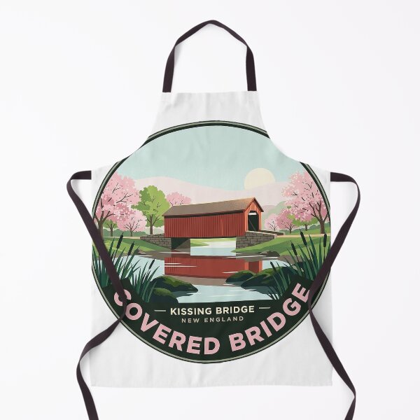 Item preview, Kissing Bridge Covered Bridge Spring Blossom Circle Sticker - Romantic Gift designed and sold by DetourDgn.