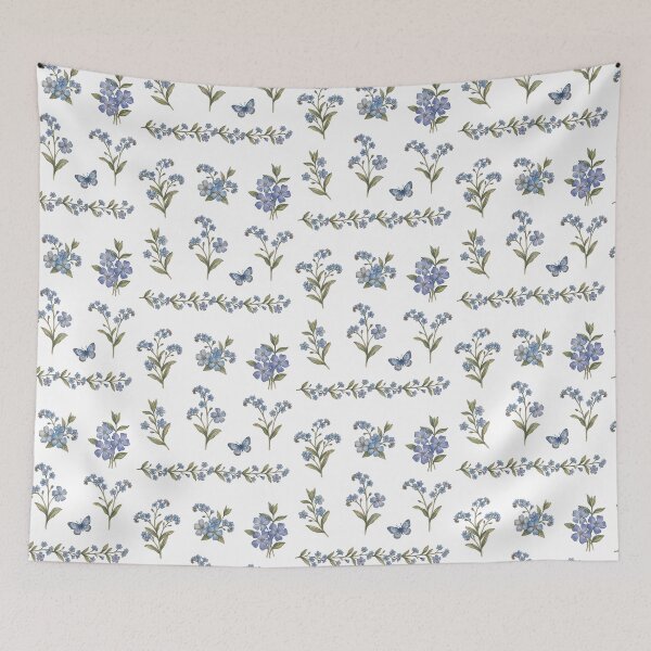 Item preview, Vintage Watercolor Blue Flowers and Butterfly Pack designed and sold by PrintivoraHub.