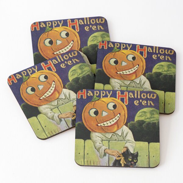 Item preview, Happy Hallowe'en, Pumpkinhead with Black Cat Postcard, 1909 designed and sold by Exhumed Archives.