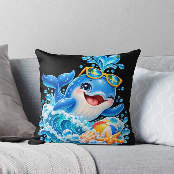 Item preview, Cute Baby Whale Summer Ocean – Funny Dolphin-Like Sea Animal Beach designed and sold by Haji  Kamora.